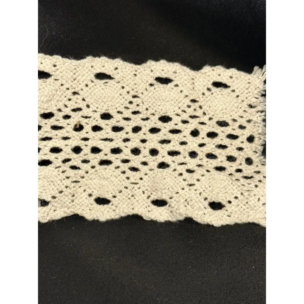 New Cotton Flat Lace Ivory Cream 2 7/8” Wide Heirloom Sewing Ribbon 1.83 Yards